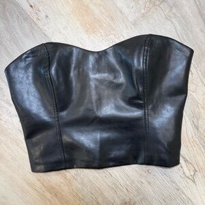 TEN by Babaton Faux Leather Strapless Bustier Top Size 4 NWOT
